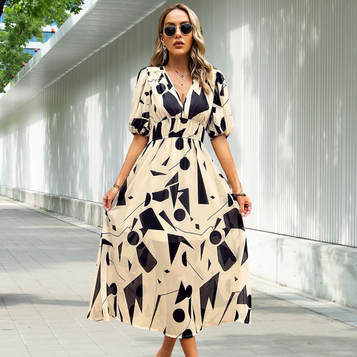 EMMA | TIMELESS MIDI DRESS WITH PUFF SLEEVES