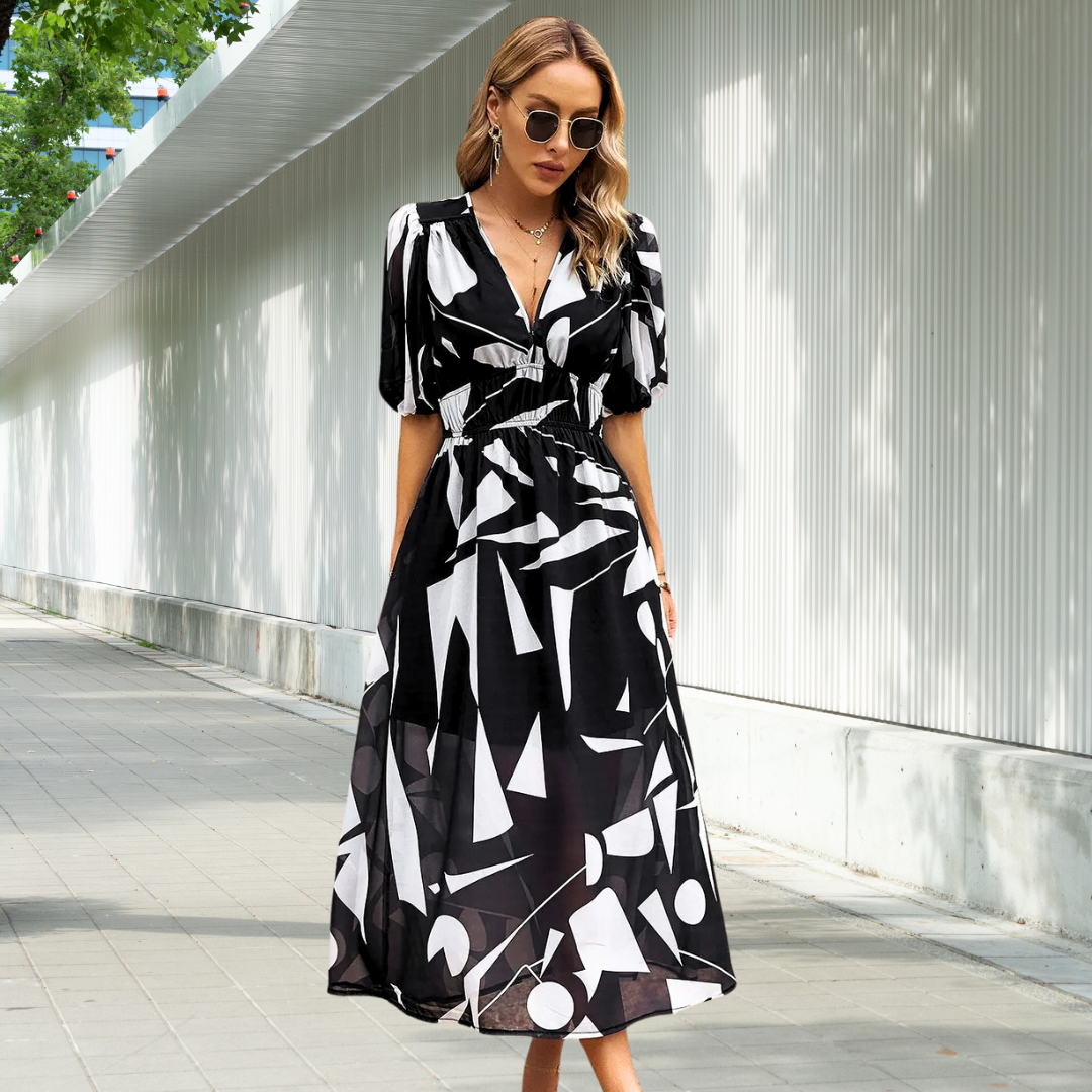 EMMA | TIMELESS MIDI DRESS WITH PUFF SLEEVES